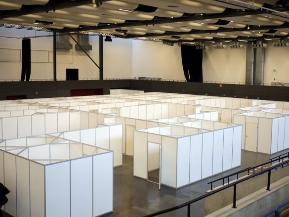 Das kommunale Impfzentrum des Landkreises Ravensburg in der Oberschwabenhalle. Bild: K.Enderle